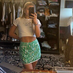 Vintage Lilly Pulitzer Green and Blue Print Mini Skort